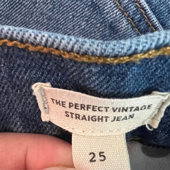 Madewell The Perfect Vintage Straight Jean Women's Size 25 Dark Wash Button Fly - Picture 3 of 10